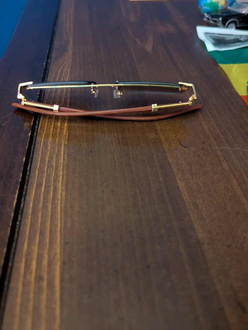 Rimless Rectangular Sunglasses with Gradient Brown Lenses - Picture 5 of 5